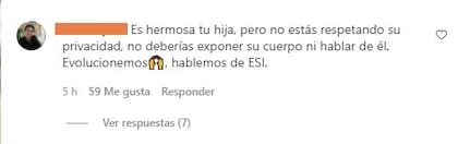 Cinthia Fernández recibió una lluvia de críticas tras subir una foto de su hija menor