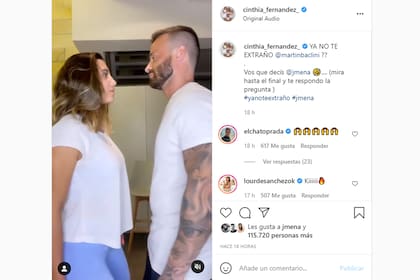 Cinthia Fernández se inspiró en la nueva canción de Jimena Barón y grabó un video con Martín Baclini
