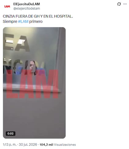 Cinzia de Gran Hermano Generación Dorada debió ser hospitalizada tras sufrir una caida (Foto: X @elejercitodelam)