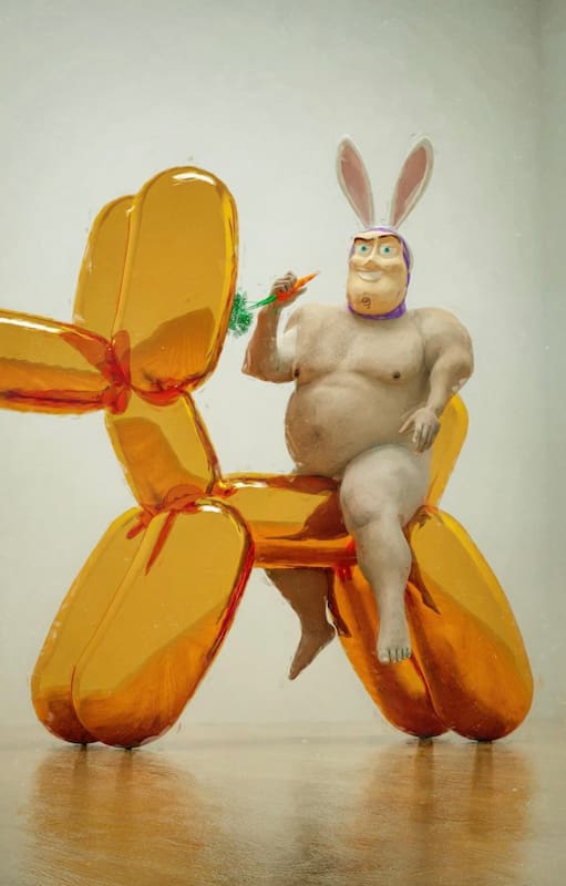 Cita de Beeple a una obra de Jeff Koons, en Instagram