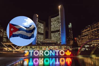 Ciudad de Toronto, Canadá, y bandera de Cuba