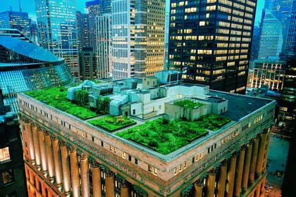 Ciudad jardín. Los expertos creen que las terrazas verdes - como ésta, en el City Hall de Chicago- brindan calidad ambiental, sonora y visual