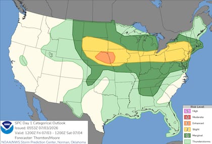 Ciudades históricas que celebran el aniversario número 250 de la independencia, como Boston, Nueva York, Filadelfia, Washington D.C. y Chicago, enfrentan la posibilidad de tormentas pasajeras durante la tarde y noche