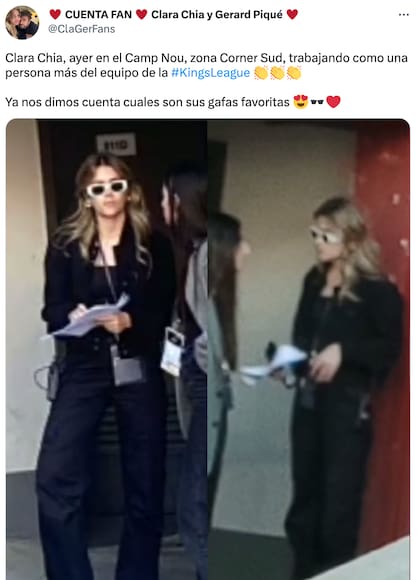Clara Chía con sus gafas blancas en el Camp Nou