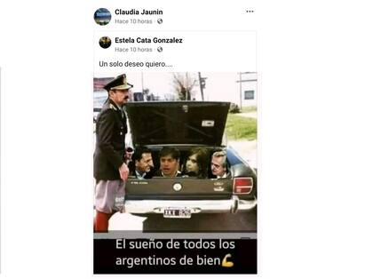 Claudia Jaunin hizo un repudiable posteo en su Facebook
