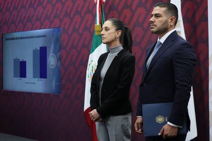Claudia Sheinbaum y Omar García Harfuch en Ciudad de México, en octubre de 2022