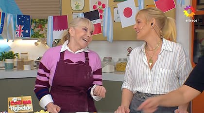 Claudia Villafañe junto a Jimena Monteverde en La cocina rebelde (eltrece)