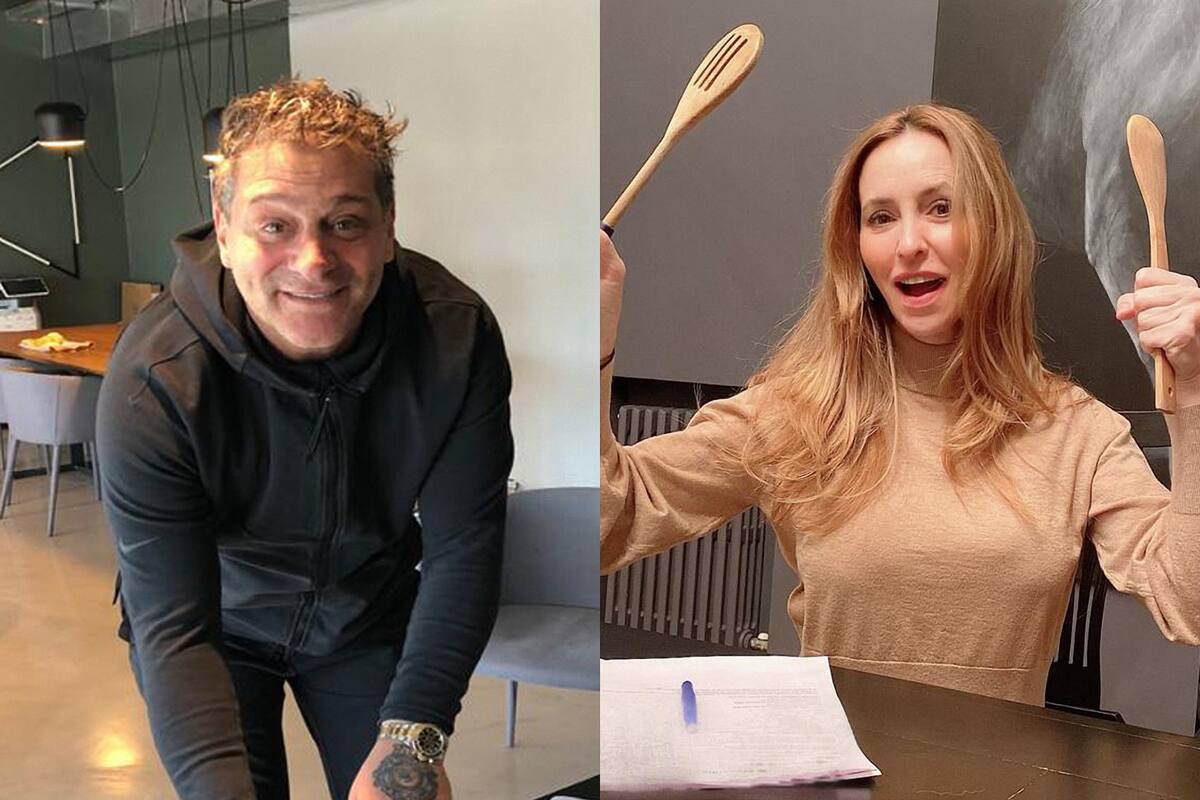 Claudio "El Turco" García y Analía Franchín, preparados para cocinar en la tele.