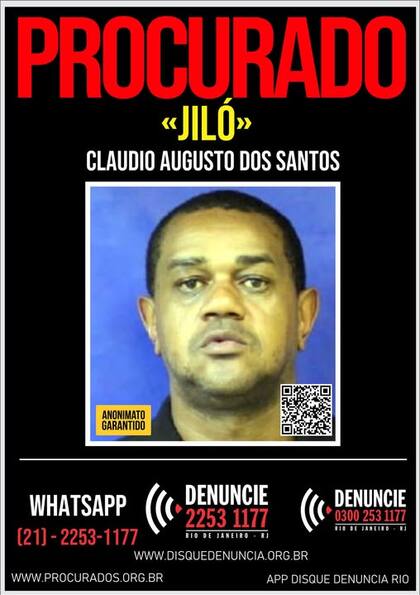 Claudio Augusto dos Santos, alias "Jiló", otro de los prófugos por el homicidio