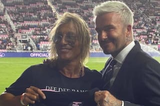 Beckham recibió al "Pájaro" Caniggia como una “leyenda” y le hizo un regalo muy especial