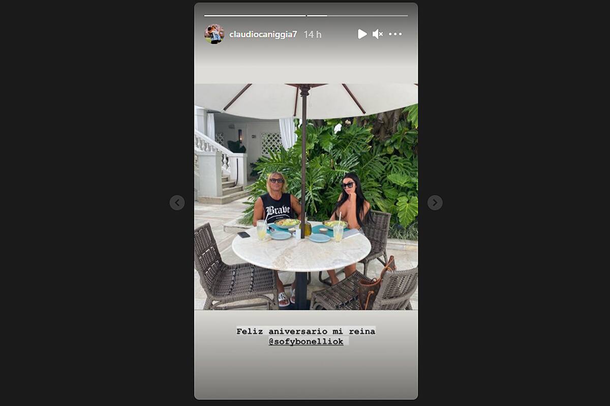 Claudio Caniggia y Sofía Bonelli festejan su segundo aniversario en pareja