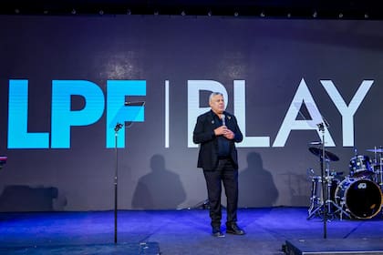 Claudio "Chiqui" Tapia, presidente de la AFA, en el evento de lanzamiento de la plataforma LPF Play
