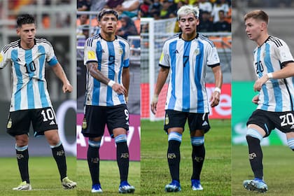 Claudio Echeverri, Agustín Ruberto, Ian Subiarre y Franco Mastantuono, futbolistas ofensivos de River que le dan vuelo al Sub 17