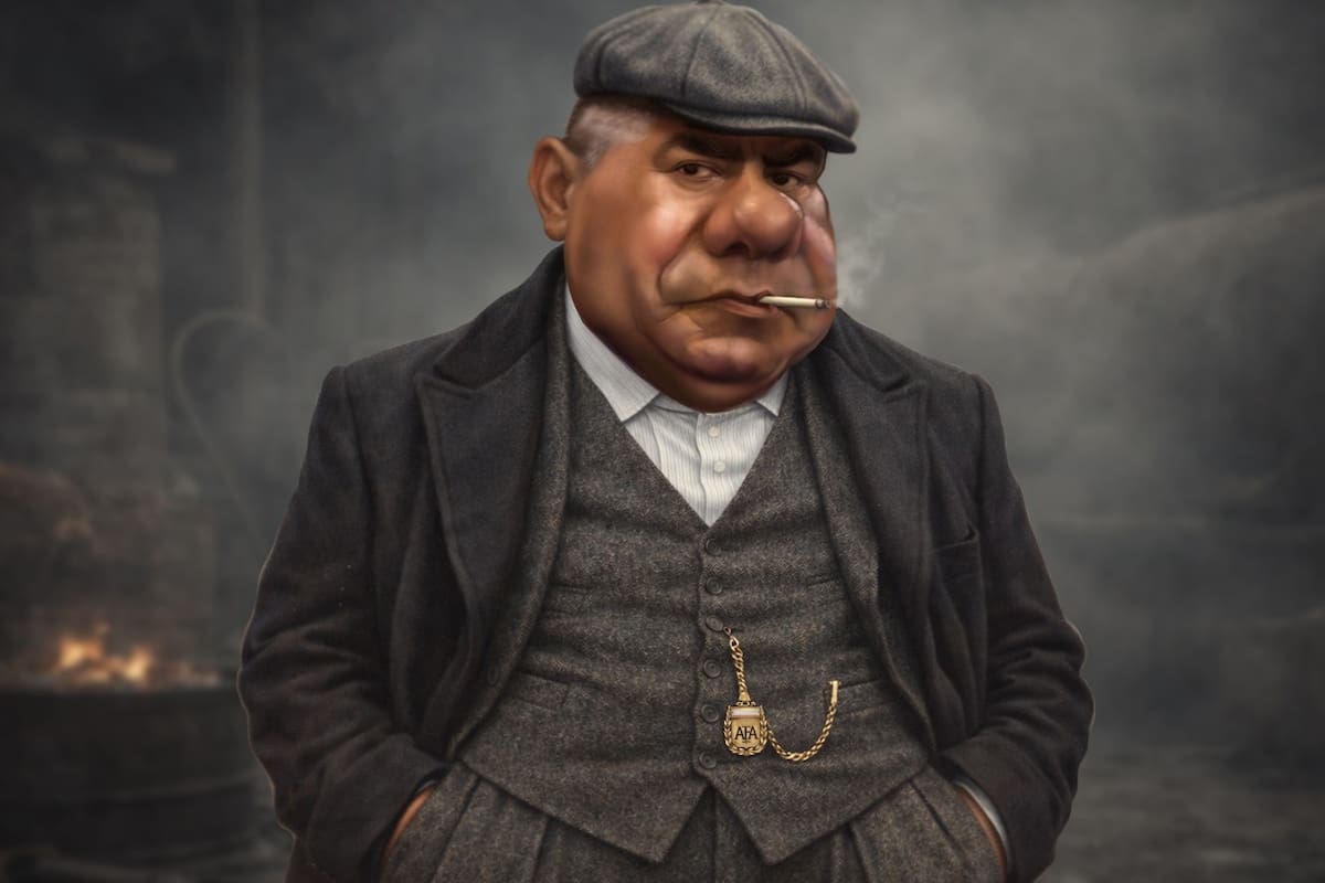Claudio Tapia, caracterizado como un integrante de los Peaky Blinders