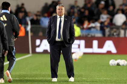 Claudio Tapia en el Monumental, antes del partido entre Argentina y Colombia. La relación entre River y el presidente de la AFA transitó momentos disímiles en los últimos años