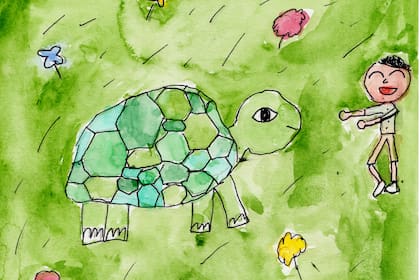 Clementina Siri, de 10 años, es la hija de Liniers; dibujó a los protagonistas de esta historia en el monte