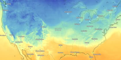 Clima de Estados Unidos por temperatura en Zoom Earth