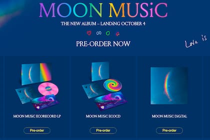 Coldplay lanzó la preventa de su nuevo álbum, Moon Music, en su página web oficial