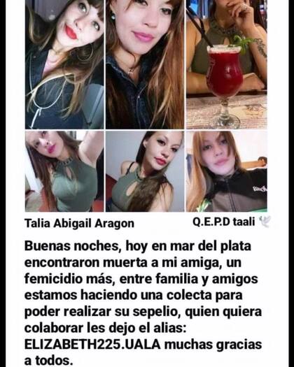 Colecta para Talia Aragón.