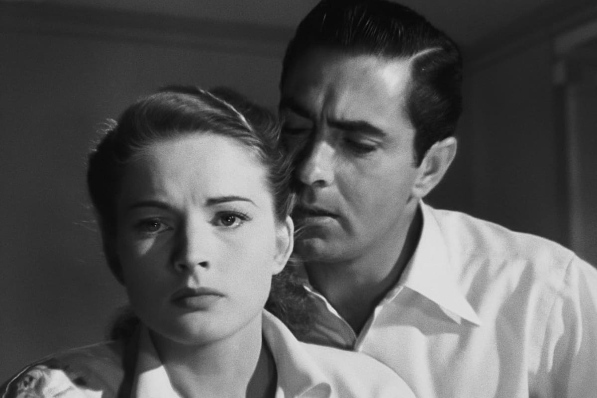 Coleen Gray y Tyrone Power en El callejón de las almas perdidas (1947), dirigida por el británico Edmund Goulding y basada en la novela de William Lindsay Gresham.