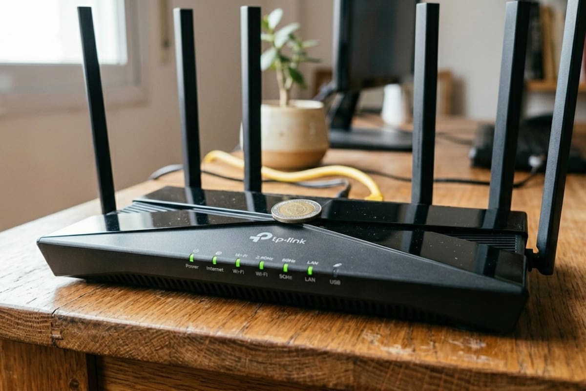 Cololcar una moneda sobre el router puede sobrecalentar el aparato (imagen ilustrativa generada con IA)