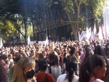 Columnas de manifestantes que recorrieron con cánticos y aplausos hasta llegar a la emblemática Plaza Independencia