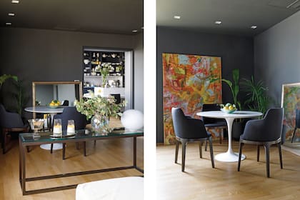 En el comedor, mesa (Knoll) y sillas (Piazza Navona). Obra de arte (Sofía Mastai para Diderot.Art). Spots (Concepto & Luz). Plantas y macetas (Ciudad Naturaleza).