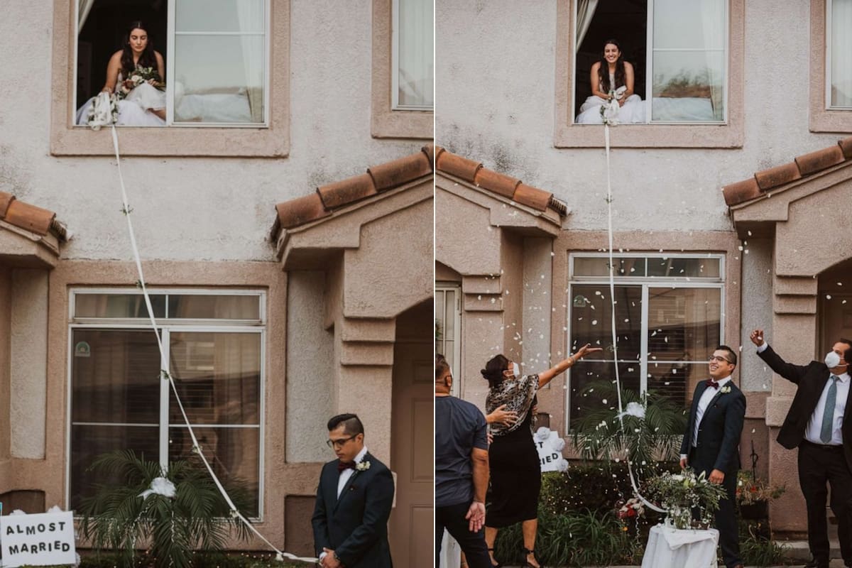 Como "Romeo y Julieta": los novios no dudaron y organizaron una ceremonia de casamiento con distanciamiento social (Jesscaste Photography)
