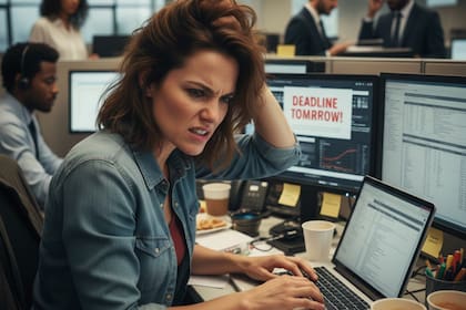 Cómo enfrentar el estrés laboral de fin de año (Foto: IA)