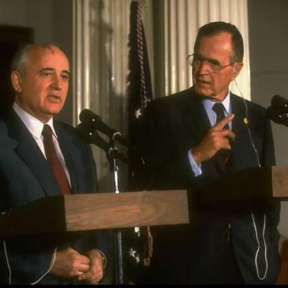 Un momento histórico: Gorbachov y George H W Bush hablan con la prensa en 1991 desde allí.