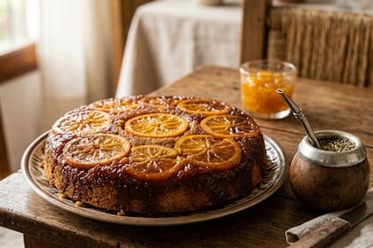 Cómo hacer una torta invertida de naranja para el mate