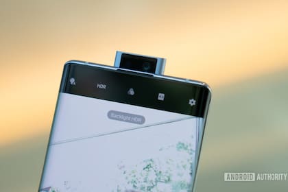 Como la pantalla llega al borde mismo del teléfono, la cámara frontal queda ubicada dentro de él, y emerge cuando se la necesita