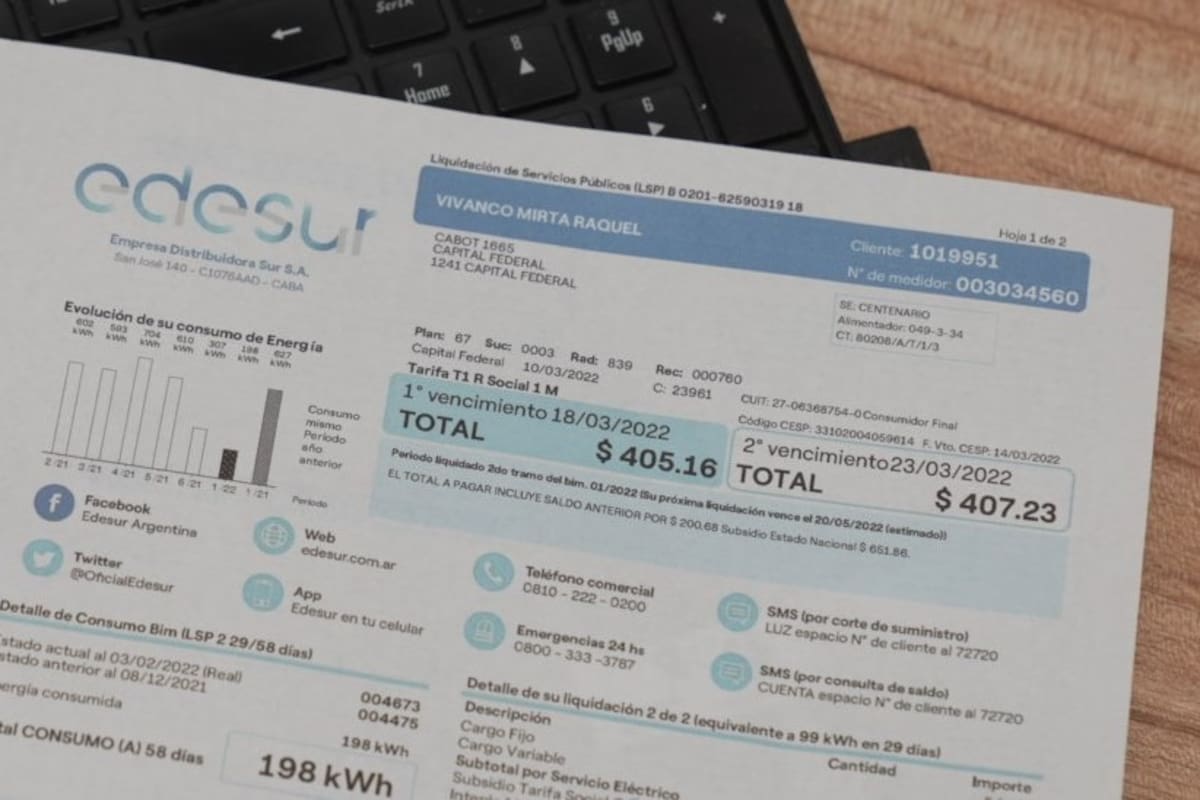 Cómo quedan las boletas de electricidad en junio