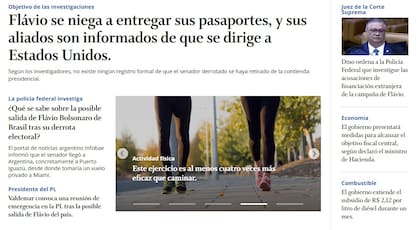 O Globo optó por un foco similar a Folha: remarcó que Bolsonaro no entregó su pasaporte y sus aliados informaron sobre un viaje con rumbo a los Estados Unidos.
