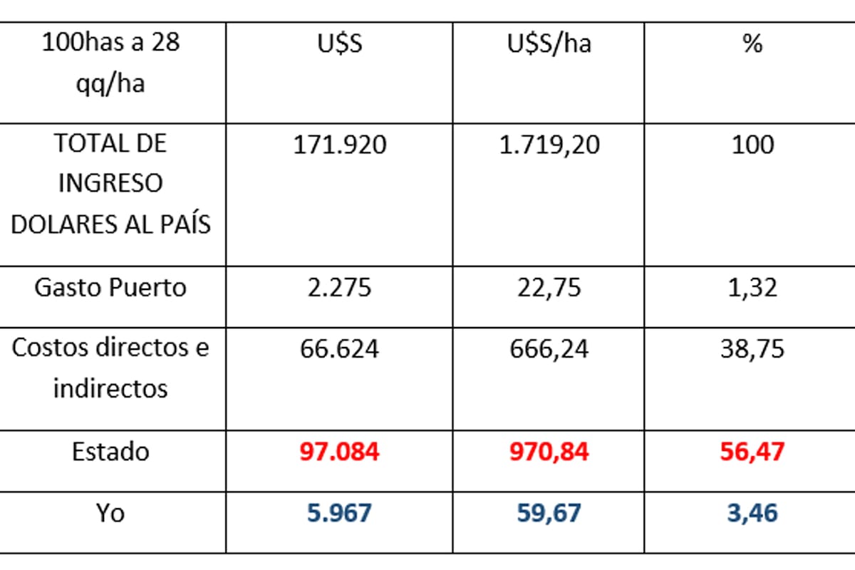 Cómo se reparte el negocio de 100 hectáreas de soja