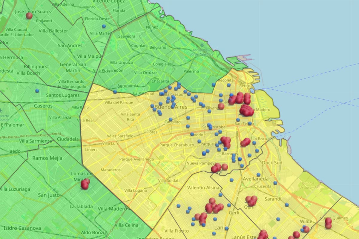 Cómo se ve el mapa de cortes de luz en la ciudad de Buenos Aires y el conurbano este miércoles 5 de marzo