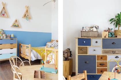Cómodas (ModulZeta). Los colores del dormitorio se reflejan en los distintos cajones de esta cómoda, que también tiene varios tipos de herrajes.