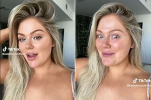 Comparativa de dos imágenes de Kelly Strack usando el filtro Bold Glamour (izquierda) y sin él (derecha)