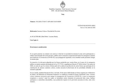 Un nuevo cambio en las relaciones de poder para hacerse de los insumos médicos comenzó el 23 de abril pasado, cuando el secretario de Industria, Ariel Schale, les envió a varias empresas una nota donde fijaba las nuevas pautas del negocio.
