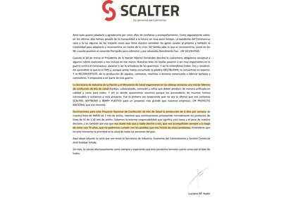 "Nos duele más que a nadie decirte a vos, que nos acompañaste siempre a lo largo de estos casi 70 años, que no podremos cumplir con los pedidos que nos hiciste de estos productos", lamenta la fabricante de telas Scalter.