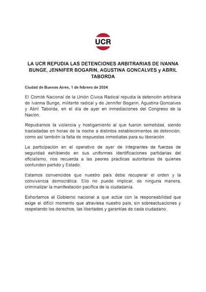 Comunicado de la UCR