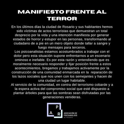 Comunicado de la Asociación de Psicoanálisis de Rosario