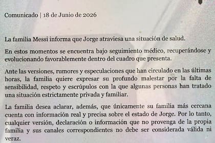 Comunicado de la familia Messi