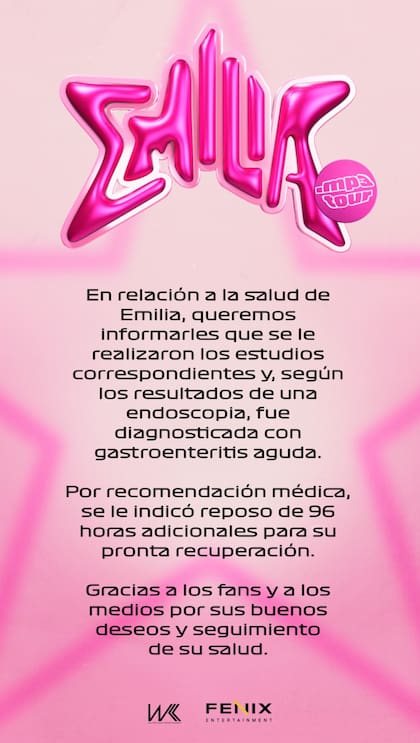 Comunicado de la productora de Emilia