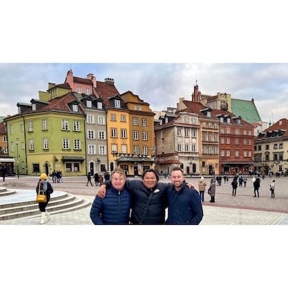 Con amigos en Varsovia
