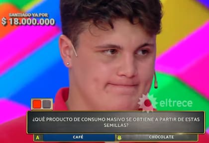 Con dos errores, Santiago quedó eliminado de Los 8 escalones a un paso del récord de los 18 millones de pesos (Foto: Captura eltrece)