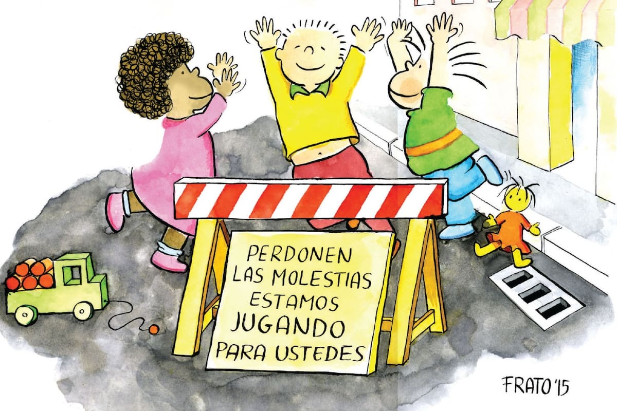 Con el seudónimo “Frato”, Tonucci firma viñetas satíricas sobre educación, ciudad, juego y niñez, que invitan al cuestionamiento del sistema y su transformación