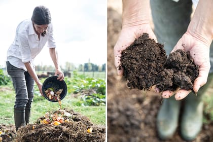 Con espacio disponible, los restos del jardín como el pasto cortado, las ramas secas y las hojas de los árboles se pueden compostar directamente sobre el suelo. Cuanto más grande sea la pila, más rápido se descompondrá el material.