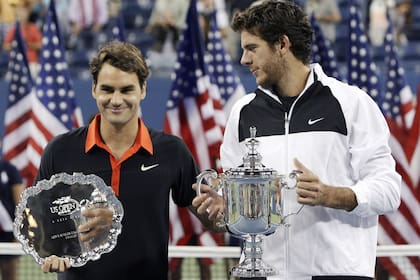 Con Federer, durante la ceremonia de entrega de premios del US Open