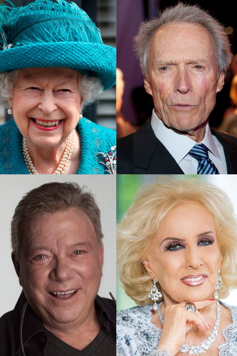 Con más de 90 años, la reina Isabel II, Clint Eastwood, Mirtha Legrand, William Shatner y muchos otros brillan en la esfera pública
